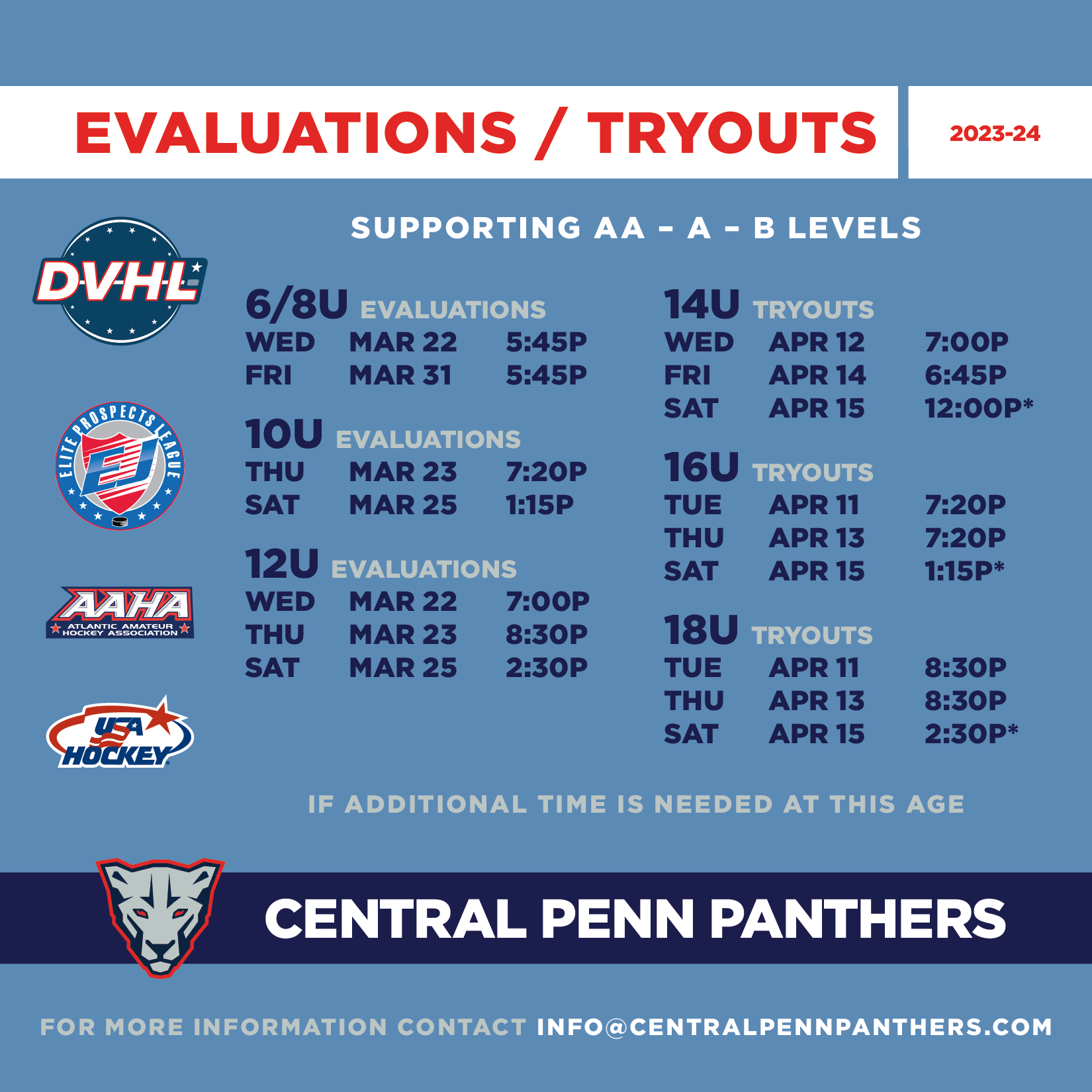 CPP Evaluation and Tryout Dates